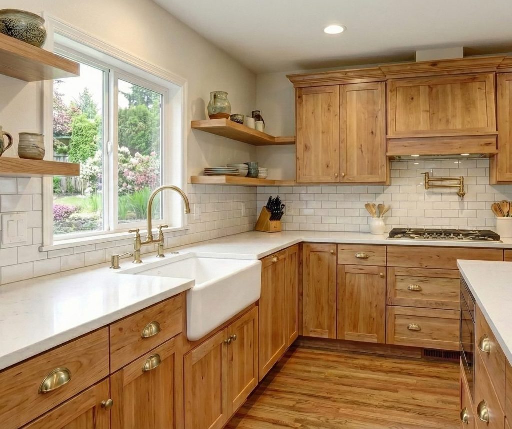 Professional tile backsplash installer finishing a custom kitchen project in Carson City.